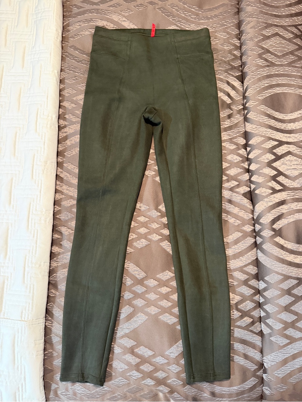Spanx Suede Olive Green Leggings Size S